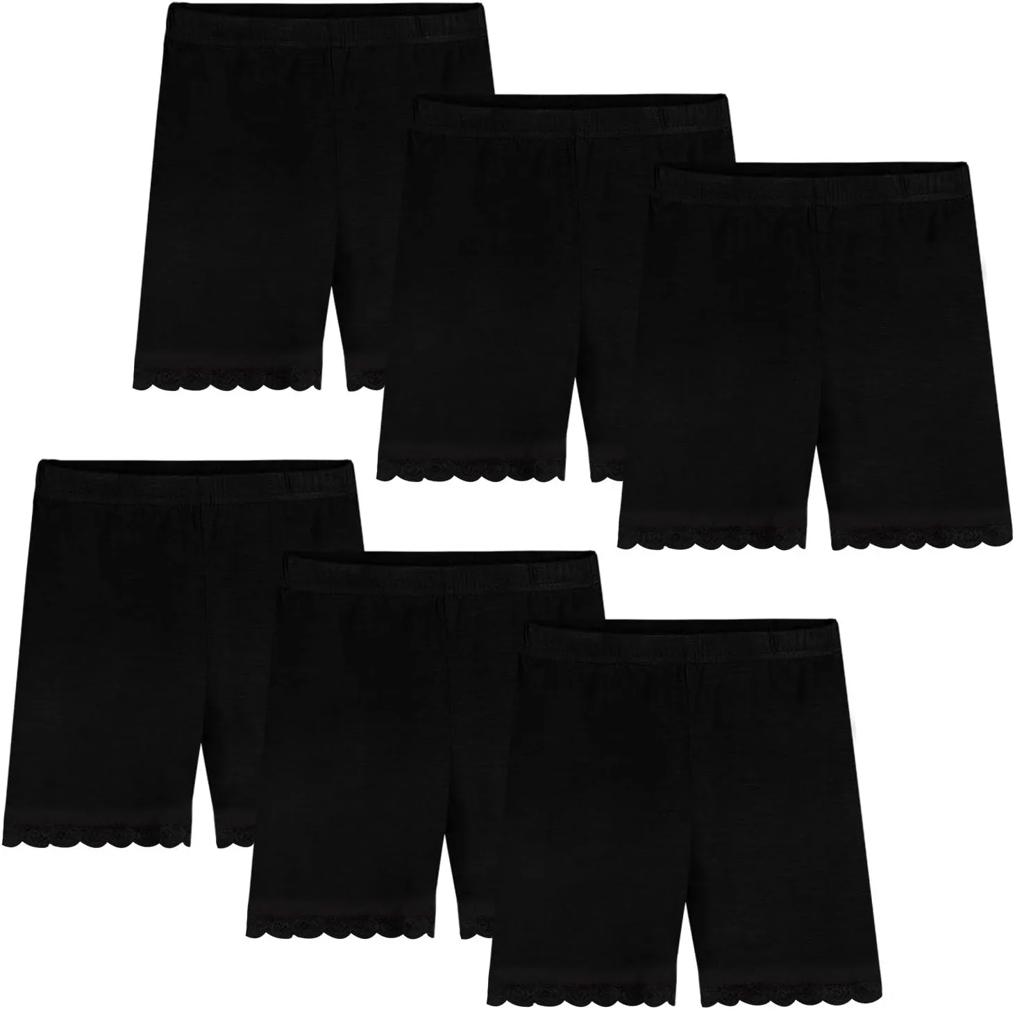 Auranso Girls Dance Shorts Solid Color Breathable Bike Shorts(Pack of 6)