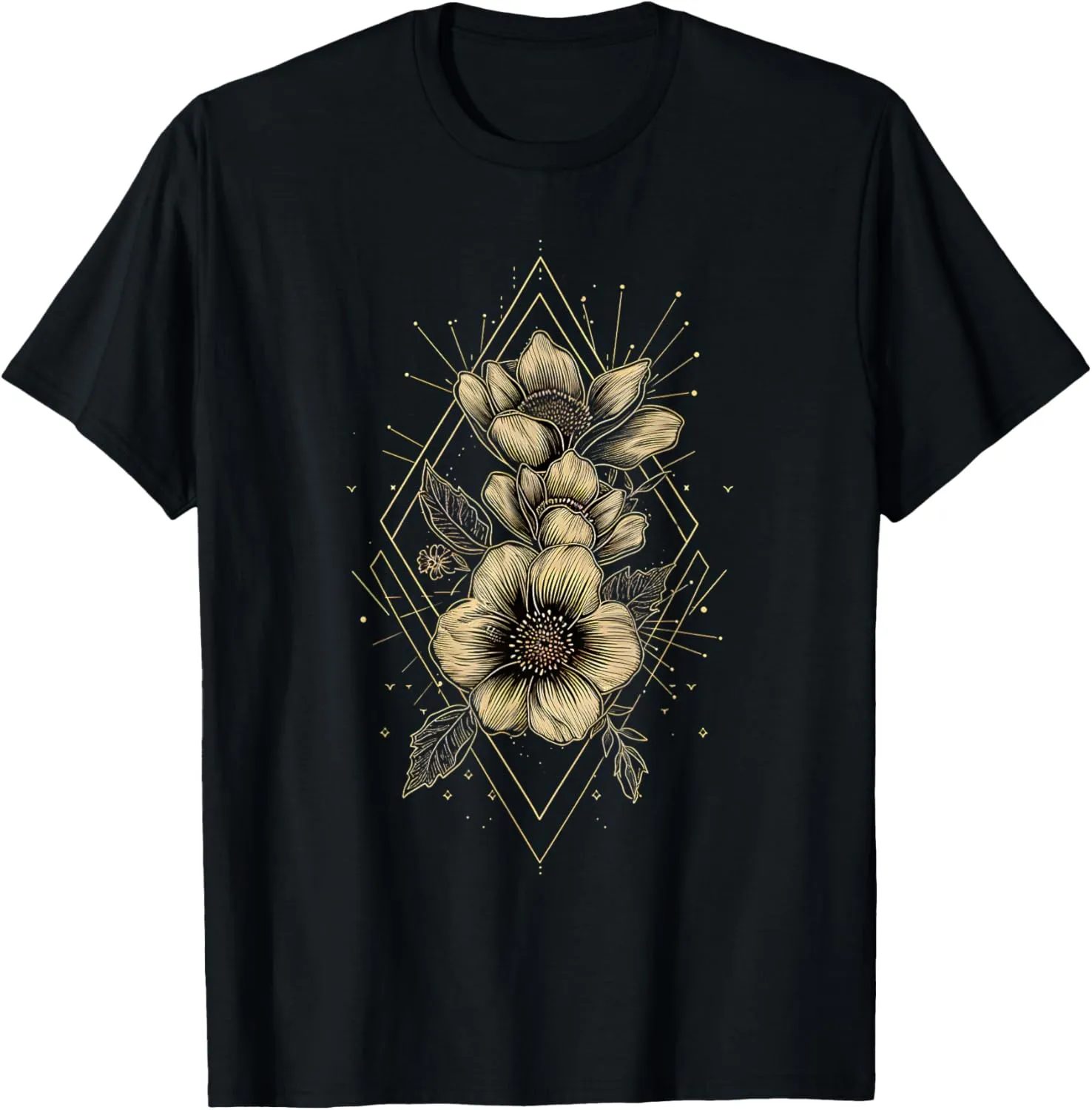 Botanical Harmony Minimalist Flower Graphic T-Shirt