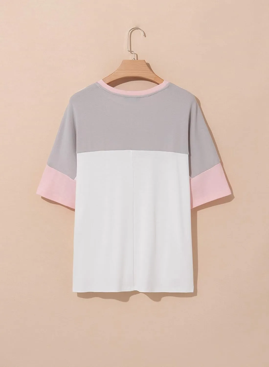 Dokotoo Womens Tops Oversized Trendy Shirts 2025 Summer Color Block Crewneck Business Casual Womens Blouses S-2XL