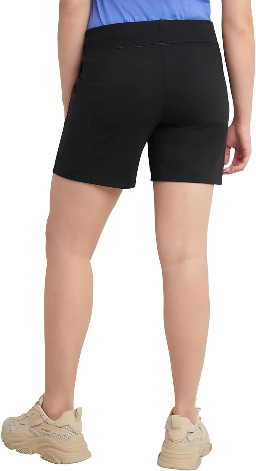 Hanes Women's Jersey Pocket Shorts, Drawstring Cotton Jersey Shorts, 7" Inseam