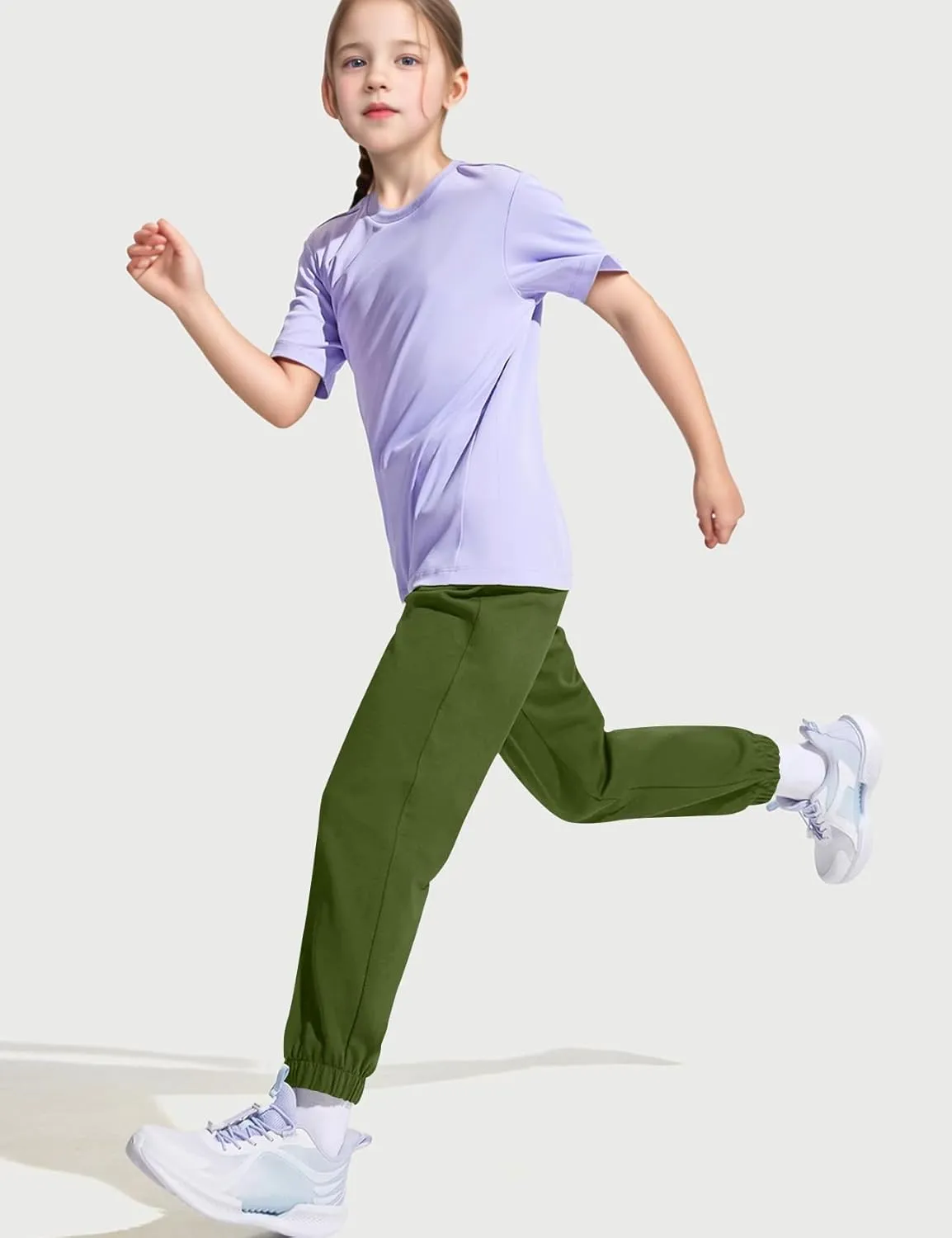 Kissonic 3 Pack Boys Girls Sweatpants Active Joggers Kids Elastic Waist Athletic Jogger Pants with Pockets Drawstring