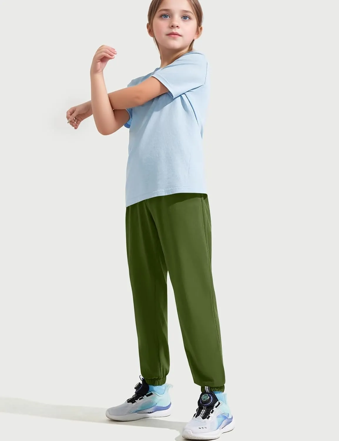 Kissonic 3 Pack Boys Girls Sweatpants Active Joggers Kids Elastic Waist Athletic Jogger Pants with Pockets Drawstring