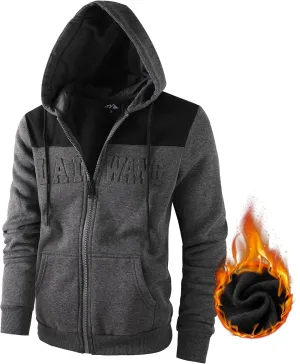 Men's Full Zip Fleece Hoodie Lightweight Athletic Performance Sweatshirt Jacket with Pocket