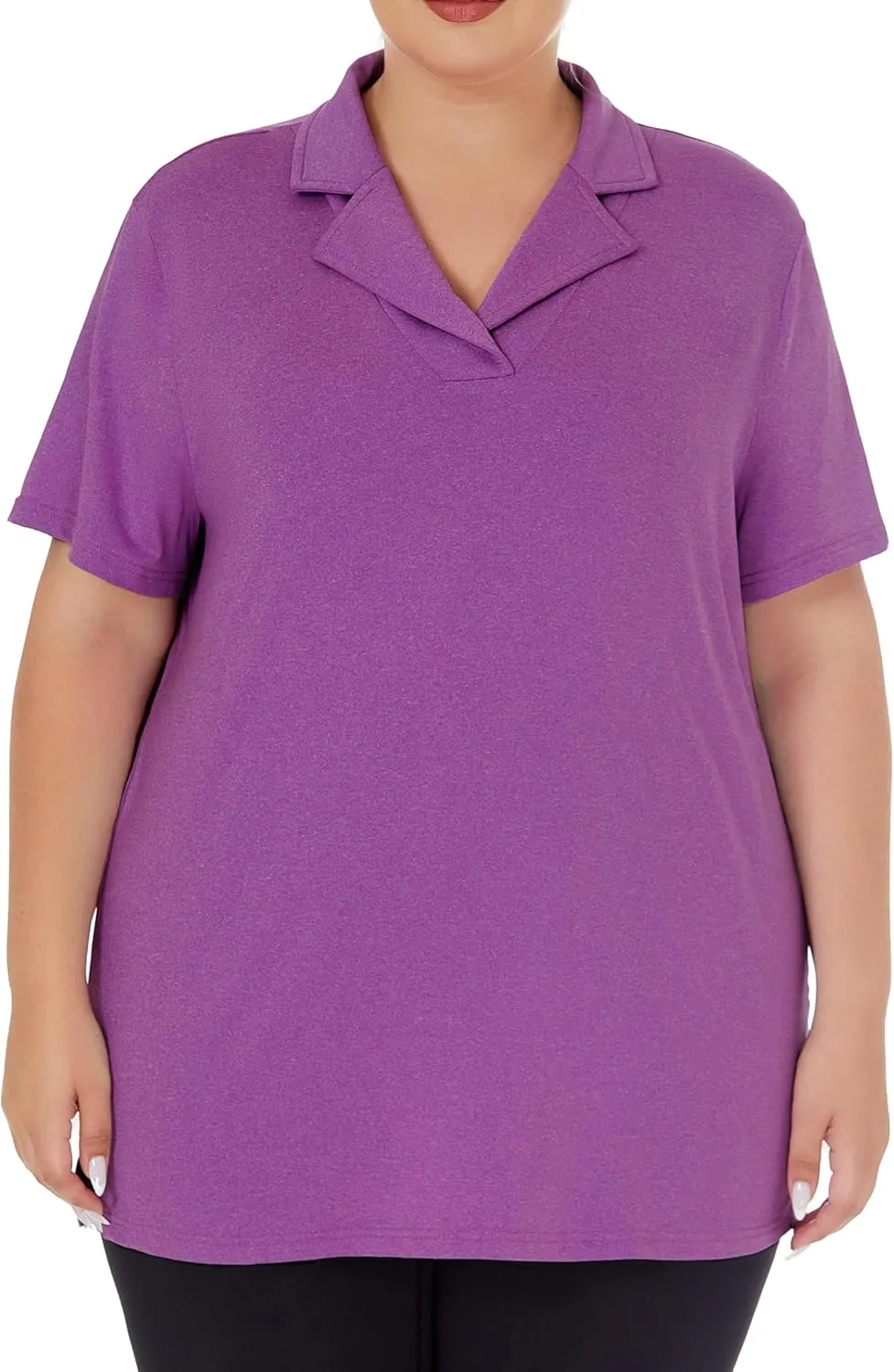 Plus Size Polo Shirts for Women Short Sleeve Golf Shirts V Neck Loose Fit Tennis Shirts Quick-Drying Workout Tops