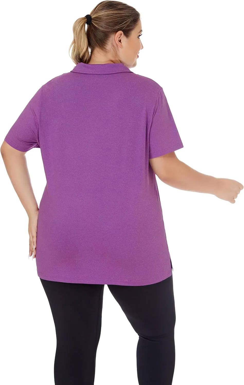 Plus Size Polo Shirts for Women Short Sleeve Golf Shirts V Neck Loose Fit Tennis Shirts Quick-Drying Workout Tops