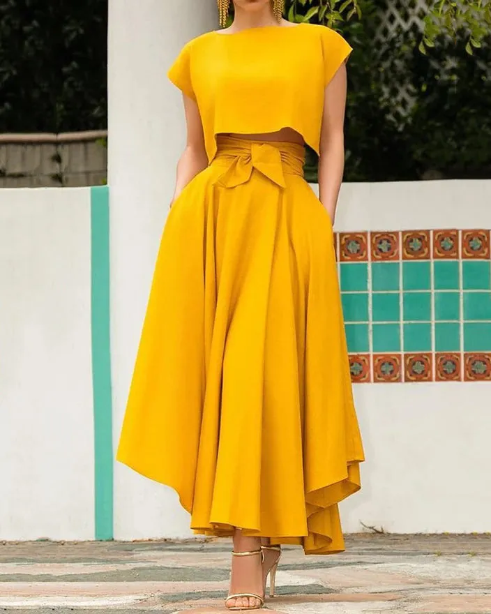 Solid Color Swing Belt Skirt