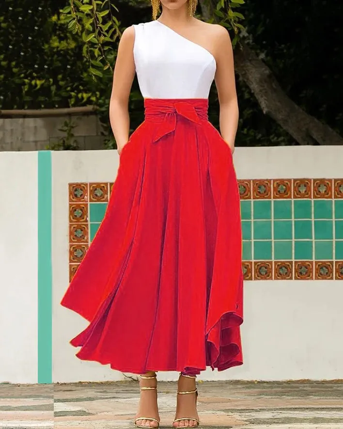 Solid Color Swing Belt Skirt