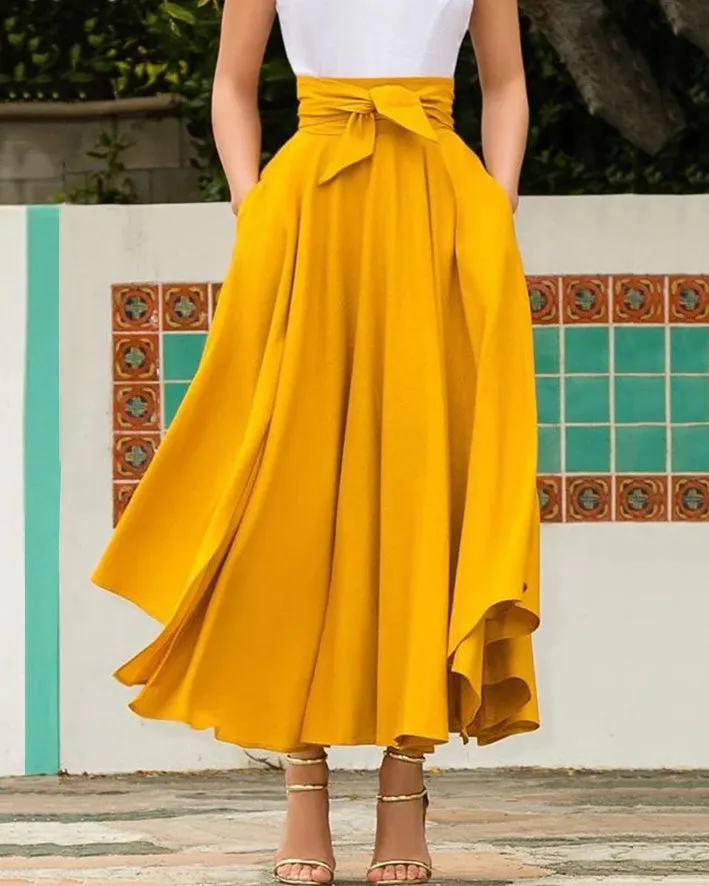 Solid Color Swing Belt Skirt
