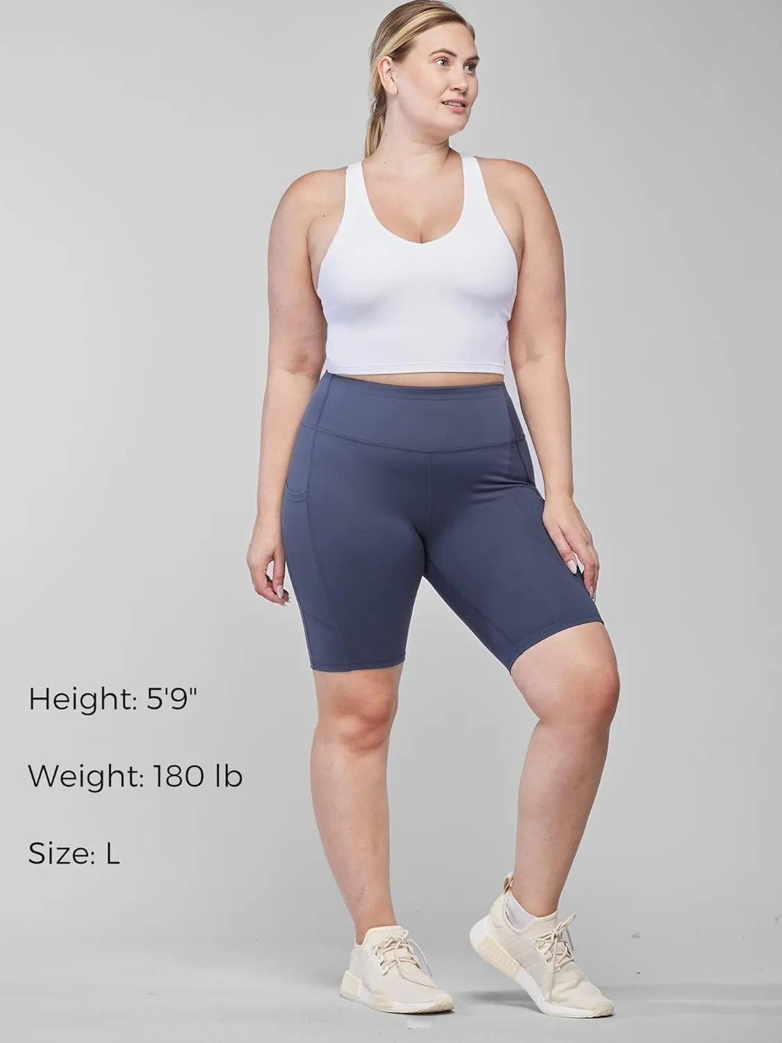 Stelle Women's 8"/ 5" High Waist Biker Shorts Yoga Shorts with Pockets Tummy Control Workout Shorts for Running Gym