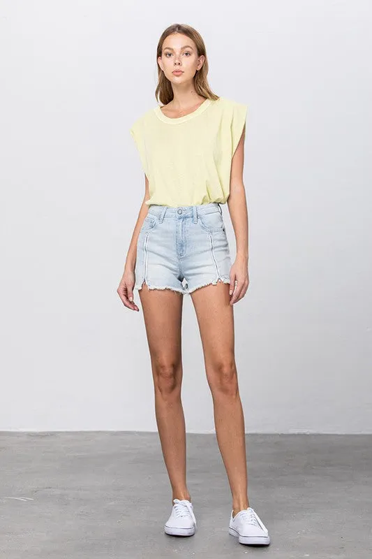 TEEK - Light Wash High Waist Denim Shorts