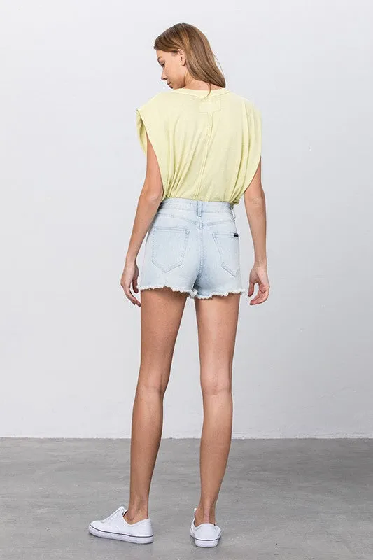 TEEK - Light Wash High Waist Denim Shorts