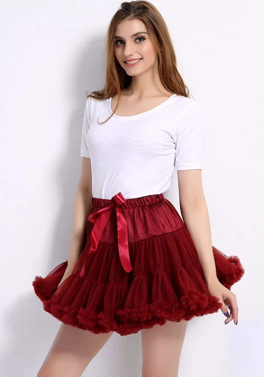 Women's Girls Elastic Waist Multi-Layer Tulle Tutu Short Skirt Petticoat
