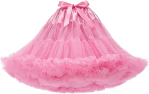 Women's Girls Elastic Waist Multi-Layer Tulle Tutu Short Skirt Petticoat