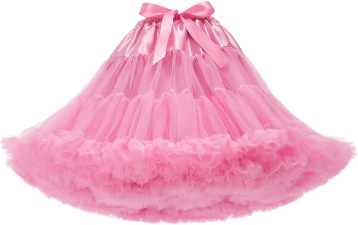 Women's Girls Elastic Waist Multi-Layer Tulle Tutu Short Skirt Petticoat