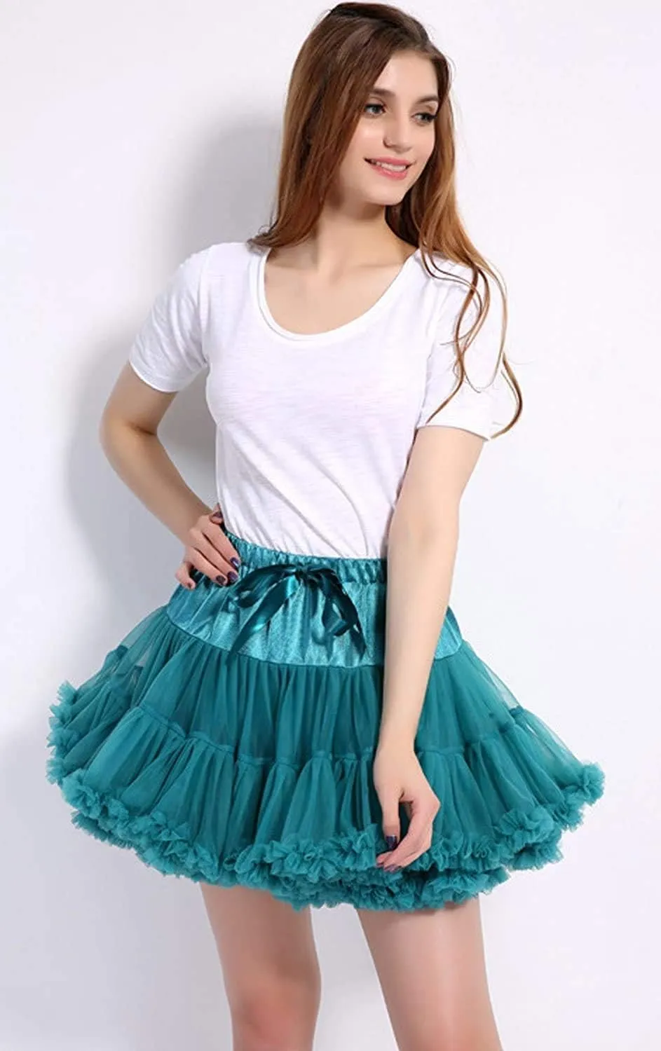 Women's Girls Elastic Waist Multi-Layer Tulle Tutu Short Skirt Petticoat