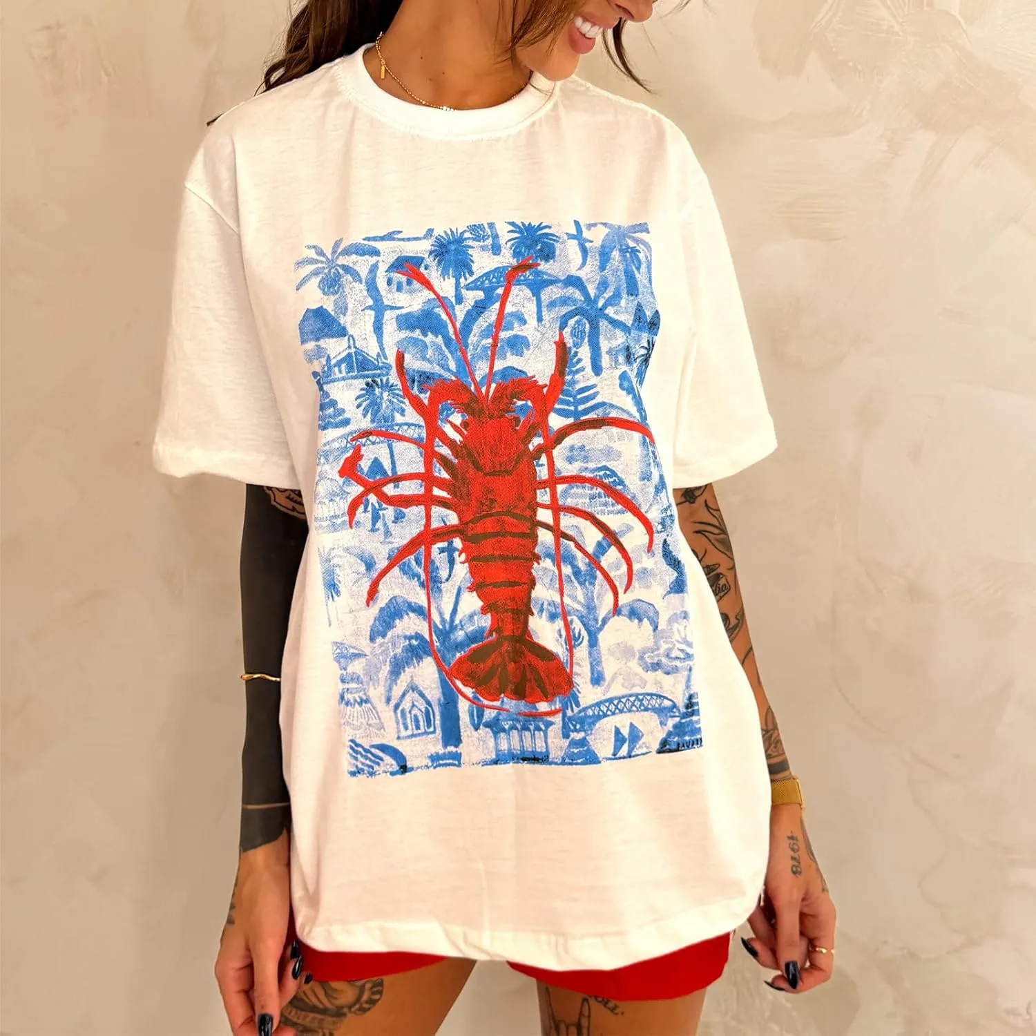 Womens Y2k Fruit Graphic Print Oversized T Shirts Summer Vintage Aesthetic Baggy Tees Tops Teen Girl Clothes